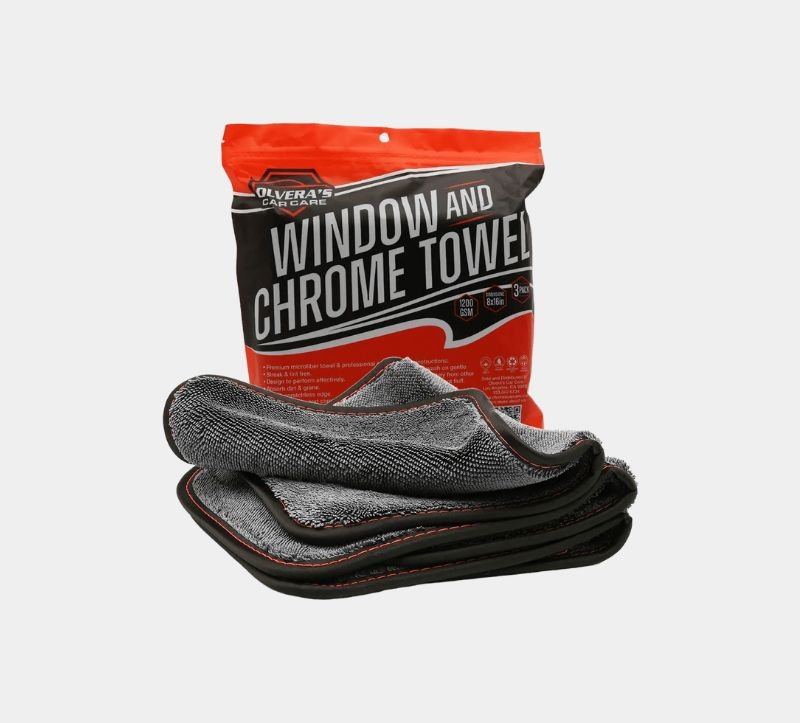 Olvera’s streak-free microfiber towel for glass, chrome, and paint
