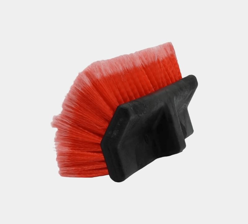 Commercial-grade red car wash brush with non-scratch bristles